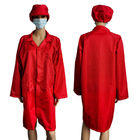 Coverall халата ESD 96% хлопок красный противостатический с такой же боковиной из цветного каучука