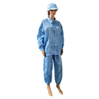 Голубой костюм ЭСД полиэстера нашивки 5мм безворсовый для промышленного Ворквеар