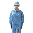 Голубой костюм ЭСД полиэстера нашивки 5мм безворсовый для промышленного Ворквеар