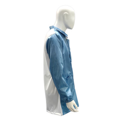 Чистая комната ESD Антистатическая куртка с ресницей Zipper Белая сетка На спине Антистатическая лабораторная куртка