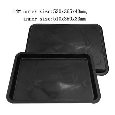 530x365x43mm ESD Антистатические квадратные подносы Черный пластик прямоугольный неглубокий ESD поднос ESD электронный круговой поворотник