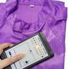 Чистая комната работая 99% полиэстер нашивки куртки 5mm ESD круглой шеи пурпурное
